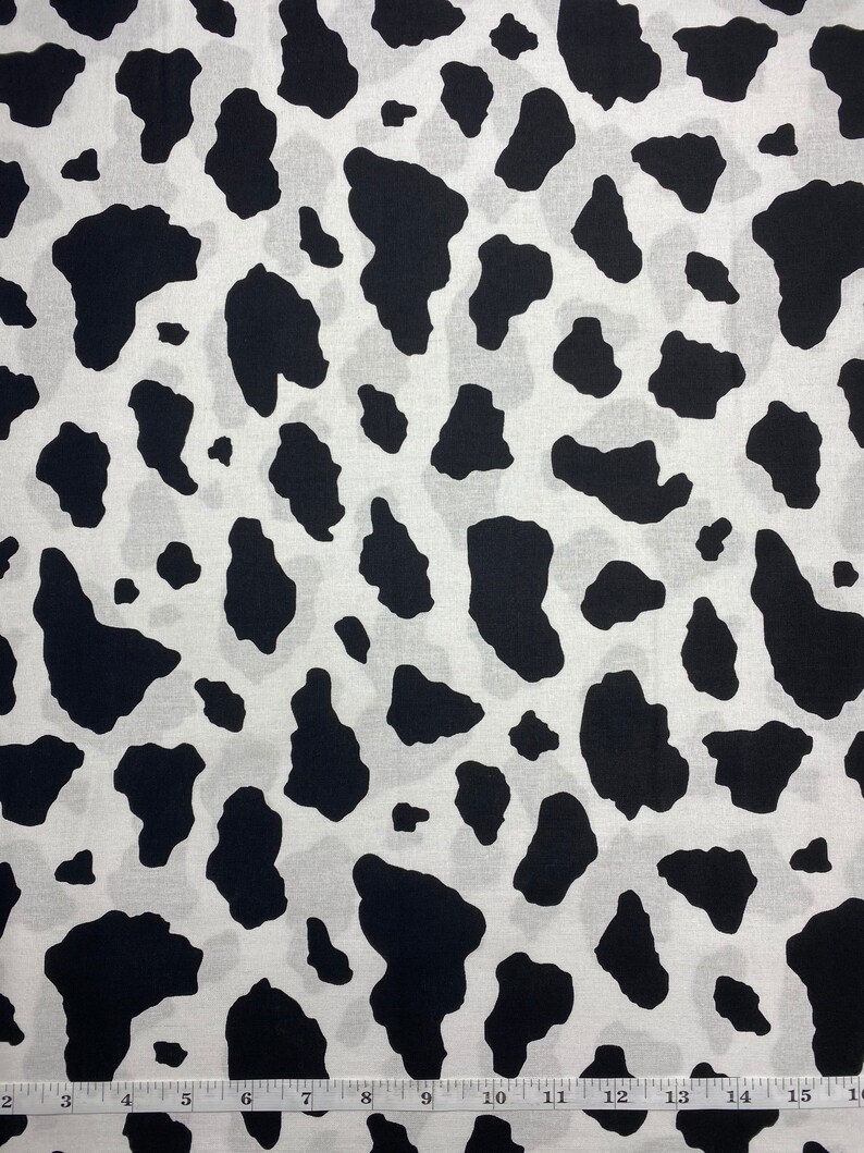 Cow Print Cotton Fabric Etsy