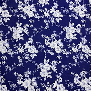 Blue and White Floral Cotton Fabric