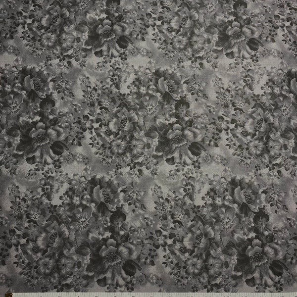 Black Floral Fabric Etsy