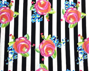 Striped Floral Cotton Fabric