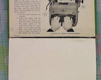 Handmade Upcycled Vintage College Typewriting Book Watercolor Journal 100% Cotton Cold Press Paper