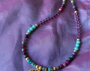 Boho gemstone beaded necklace
