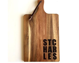 Custom Engraved City Cutting Board, Block Lettered Custom Cutting Board, Custom Cutting Board, Engraved Cutting Board, Kitchen Decoration