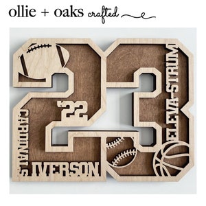 Custom Senior Athlete Number, Sports Number Wood Cutout, Custom Sports Plaque, Senior Athlete Gifts, Jersey Number image 9