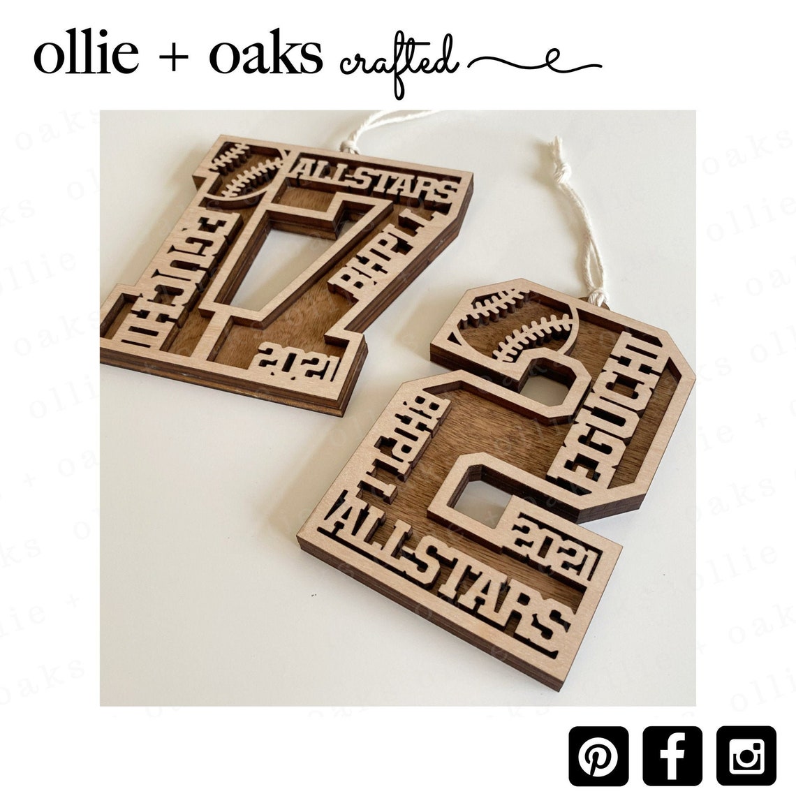 Custom Athlete Jersey Number Ornament Sports Wood Ornament Etsy