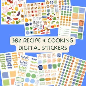 Cooking Digital Stickers: Meal Planning, Recipes (PNG Downloadable Files)