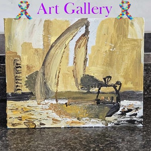 Navegando al atardecer -- Pintura acrílica