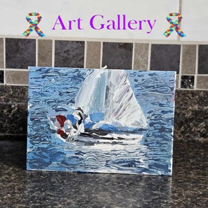 Sailboat Dream -- Acrylic painting on 5x7 flat canvas.