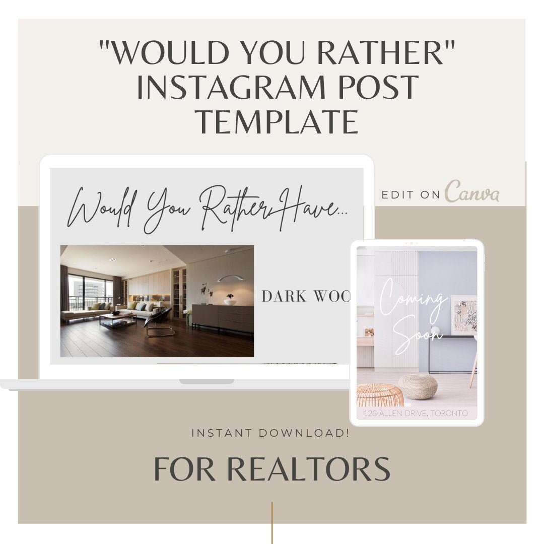 Would You Rather Instagram Posts Real Estate Social Media Etsy