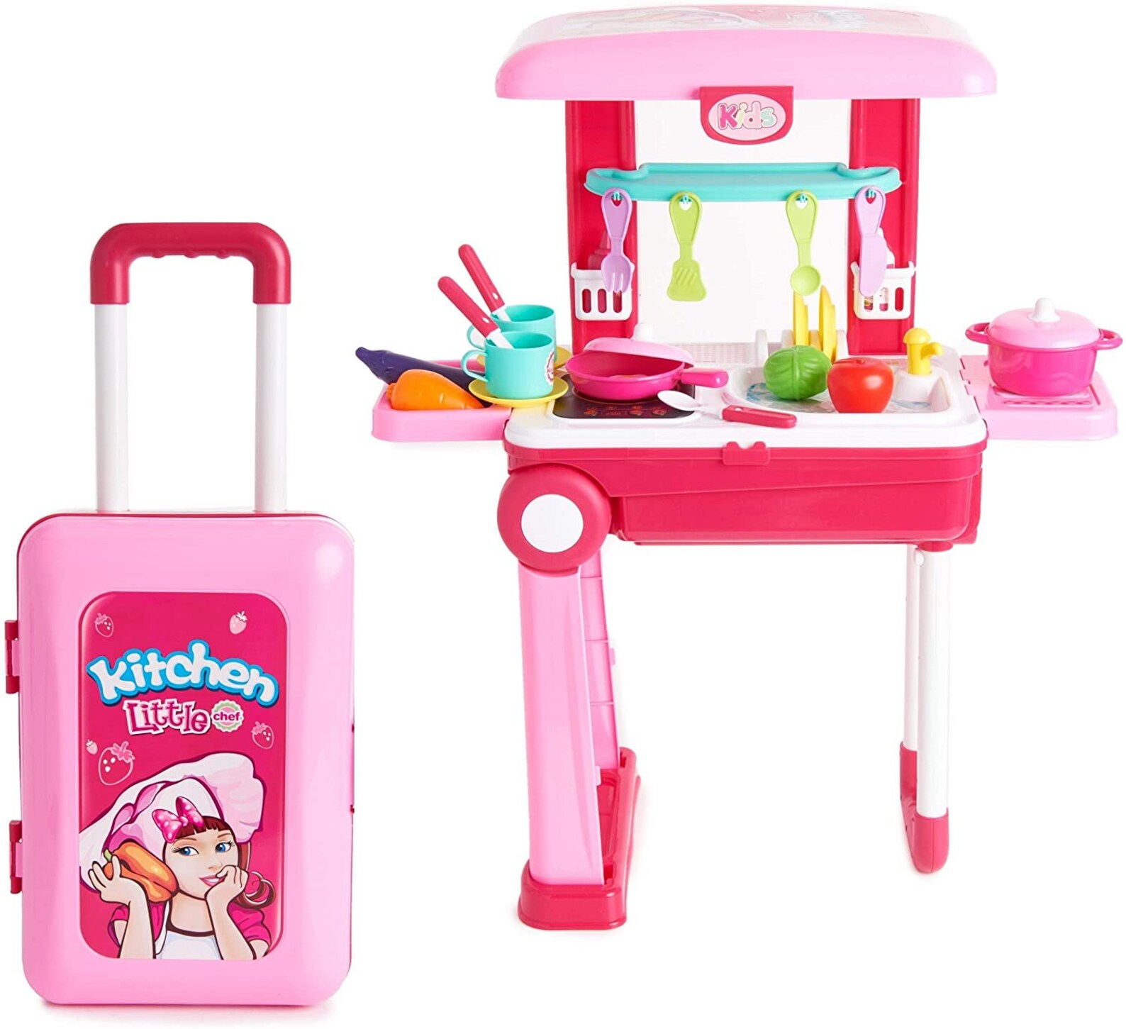 Juguete Chef 2en1 Travel Suitcase Kitchen Set para niños / Etsy