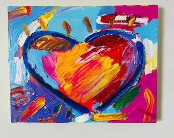 Abstract Heart Original Painting by artist Alex Vera, abstract blends on canvas, peter max original, britto original, original abstract art
