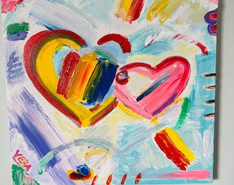 Abstract Blend Heart Original Painting by artist Alex Vera, abstract blends, peter max original, britto original, original abstract painting