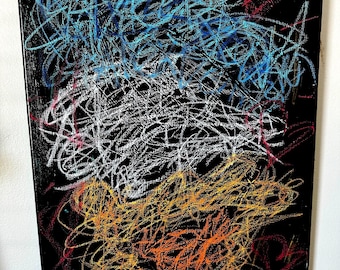 Abstract Donald Duck oil pastel painting, Disney painting, Disney art, Donald Duck Painting, basquiat art, graffiti art, Tim Rogerson
