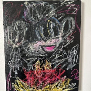 Original painting Mickey Mouse scribbled by Alex Vera, abstract art, graffiti art, original Britto, originall, basquiat art original