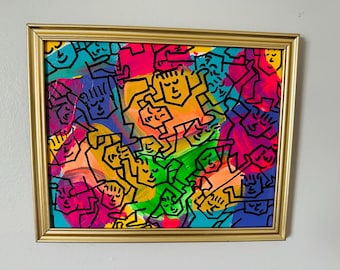 Abstract People Original Painting by artist Alex Vera, Peter max original, psychedelic art, graffiti art work, subway, Keith Haring style