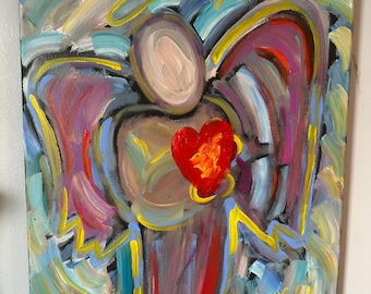 Angel Painting Original, Pop Art, Abstract Painting, Hand-Painted Abstract Art, Oil Painting, Wall Art, home decor, peter max style