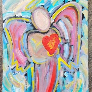 Angel Painting Original, Pop Art, Abstract Painting, Hand-Painted Abstract Art, Oil Painting, Wall Art, home decor, peter max style