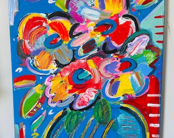 Abstract Flower painting by Alex Vera, abstract florals flowers, original Peter max, Britto, abstract flowers artwork, floral abstracts