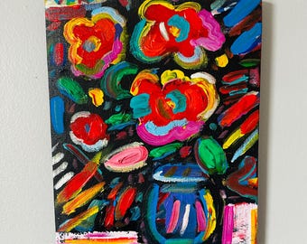 Vase of Flowers Original painting by Alex Vera, abstract art, Peter max original, acrylic blends artwork, modern art works, Peter keil