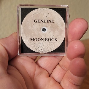 MOON ROCK DISPLAY- Basic Edition - Lunar Meteorite + Stand + Certificate -'The Full Moon' - Plus Free Sci-Fi eNovel