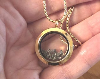Genuine Moon Rock Necklace, 18K Gold Lunar Meteorite Locket, Celestial Jewelry With Authenticity Card