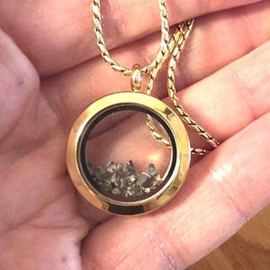 18k Gold Genuine Moon Rock Locket, Lunar Meteorite Necklace, Celestial Jewelry With Authenticity Card