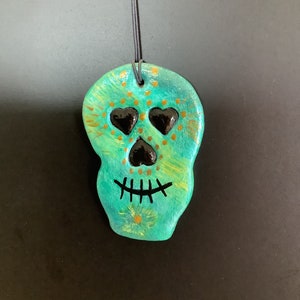 Sugar Skull (Day of the Dead) Ornament * Handcrafted, salt dough * hand painted, Day of the Dead, whimsical, Halloween.