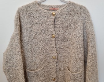 Boucle cardigan with gold buttons, various colors, NO SCRATCHING