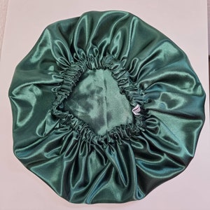 Schlafhaube, Satin Bonnet, Vegane Seidenhaube, Haarhaube, Lockenhaube, Emerald Dark Green