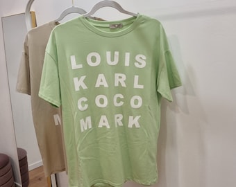 Oversized Round Neck T-Shirt Statement Print white, Louis Karl Coco Mark