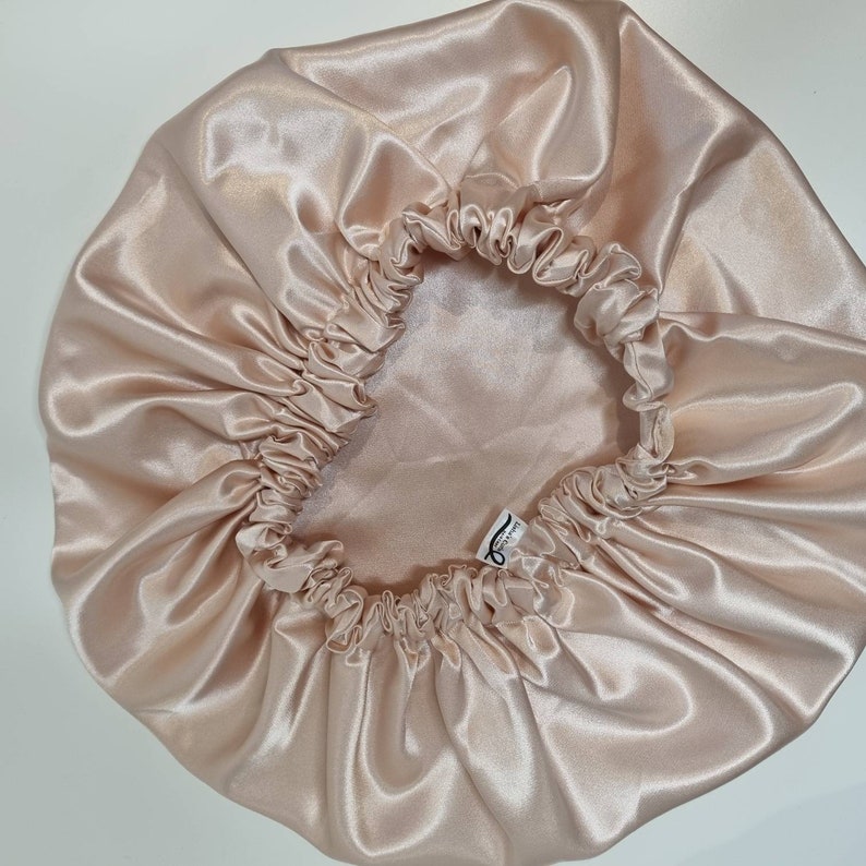 Bonnet de sommeil, Bonnet en satin, Bonnet en soie végétalienne, Bonnet capillaire, Bonnet bouclé, Émeraude Blush