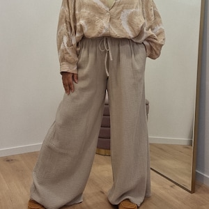 Oversized Musselin Hose, Cottongauze, Musselin Loungewear, Homewear, lockere Baumwollgaze XS bis XL Bild 7