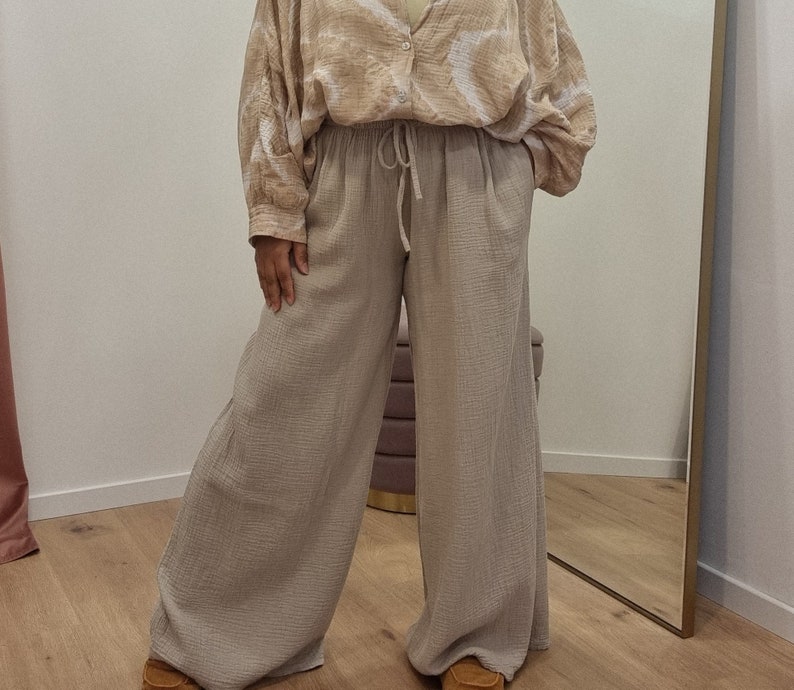 Oversized Musselin Hose, Cottongauze, Musselin Loungewear, Homewear, lockere Baumwollgaze XS bis XL Bild 7