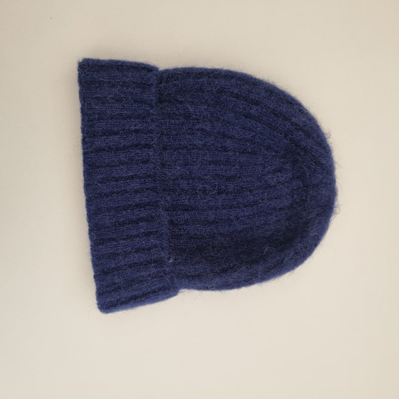 Gorro de lana forrado en satén opcional sin satén, lana de alpaca, gorro de alpaca forrado en satén Azul