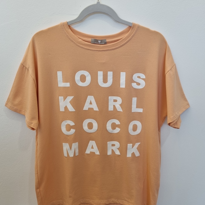 Oversized Round Neck T-Shirt Statement Print weiß, Louis Karl Coco Mark Apricot