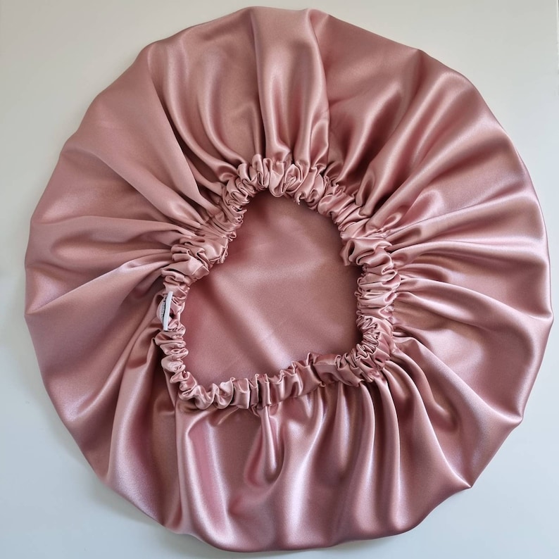 Bonnet de sommeil, Bonnet en satin, Bonnet en soie végétalienne, Bonnet capillaire, Bonnet bouclé, Émeraude Rosegold