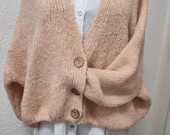 Cardigan in lana lana con bottoni grandi e scollo a V, 34-44, SENZA GRAFFI