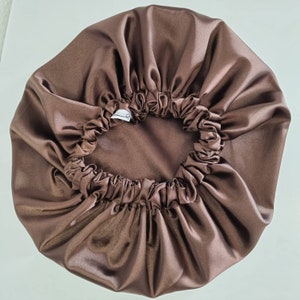 Bonnet de sommeil, Bonnet en satin, Bonnet en soie végétalienne, Bonnet capillaire, Bonnet bouclé, Émeraude Chocolate