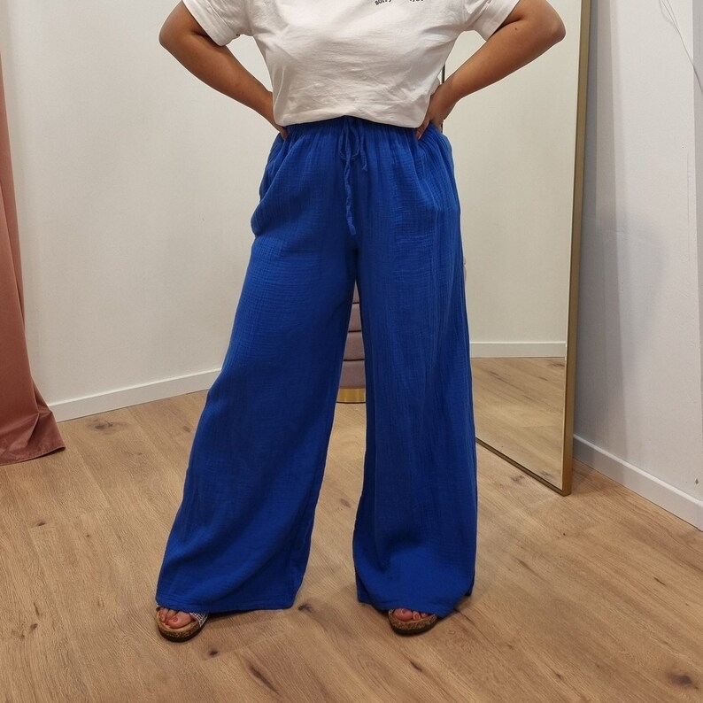 Oversized Musselin Hose, Cottongauze, Musselin Loungewear, Homewear, lockere Baumwollgaze XS bis XL Bild 2