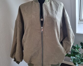 Bomberjacke aus Baumwolle mit minimalistischem Blumenmuster, Creme, Olive und Schwarz