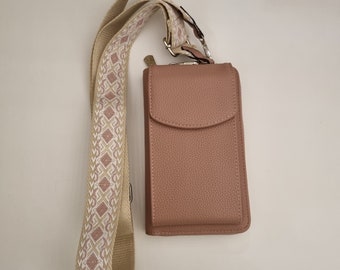 Sac pour téléphone portable avec portefeuille, fête des mères, sac à bandoulière en cuir, sac ceinture avec sangle à motifs