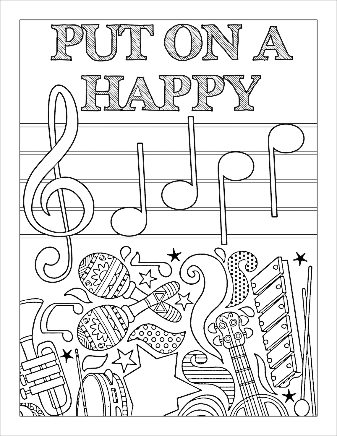 5 Musical Coloring Pages Set1 - Etsy