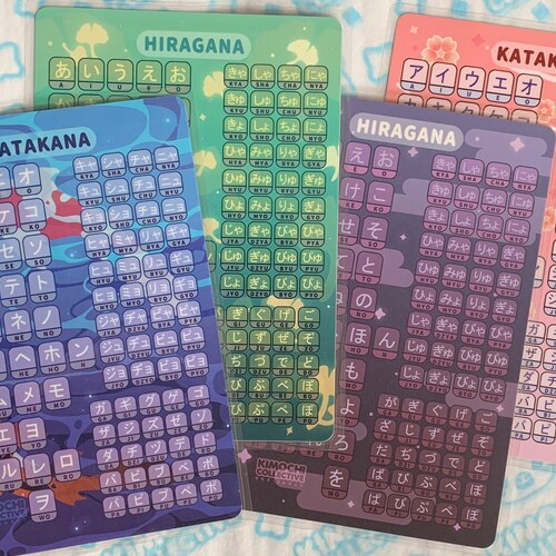 Learn Japanese Flashcards Japanese Hiragana Katakana Chart Etsy