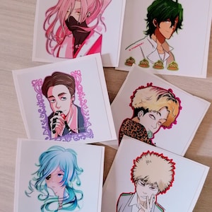 Adesivos e cartões postais de mangá e anime