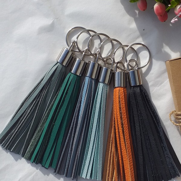 Leather tassel keyring / handbag accessory / purse charm with silver or gold fixings.  Gift wrapping option available.