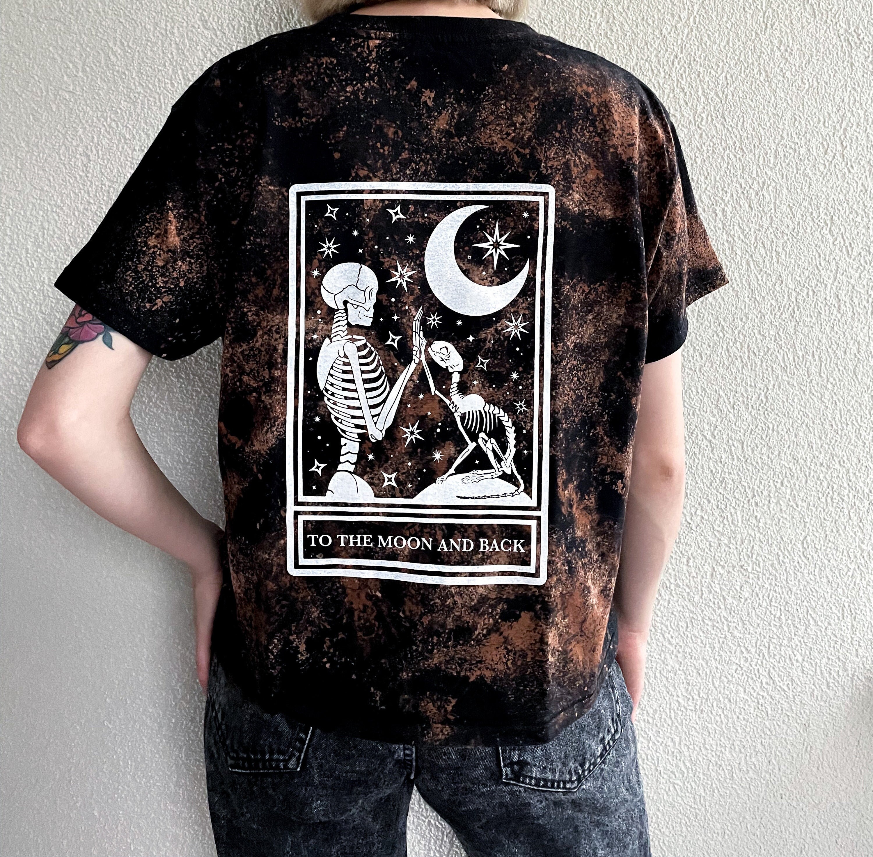 Bleach Dye Shirt with Skeleton Screen Print | Etsy Can You Bleach A Screen Printed Shirt