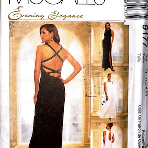 1990s Evening Dress Sewing Pattern: McCalls 9177, Open Back Gown (Sizes 12-16)
