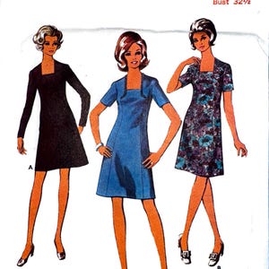Style 2820 - Vintage 1960s Misses Dress Sewing Pattern - Size 10 Bust 32.5 - Factory Folded