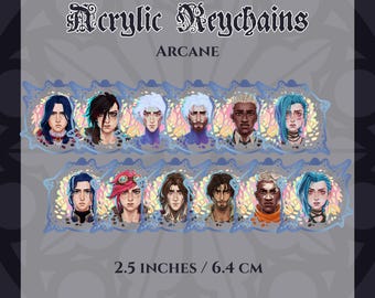 Arcane Rainbow Acrylic Charms (Viktor, Jayce, Jinx, Vi, Caitlyn, Ekko) Double-Sided different designs