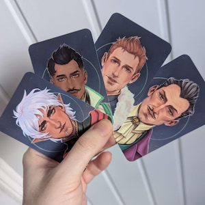 Cartes photo romantiques Dragon Age : Alistair, Fenris, Dorian et Emmrich (90 mm x 60 mm)
